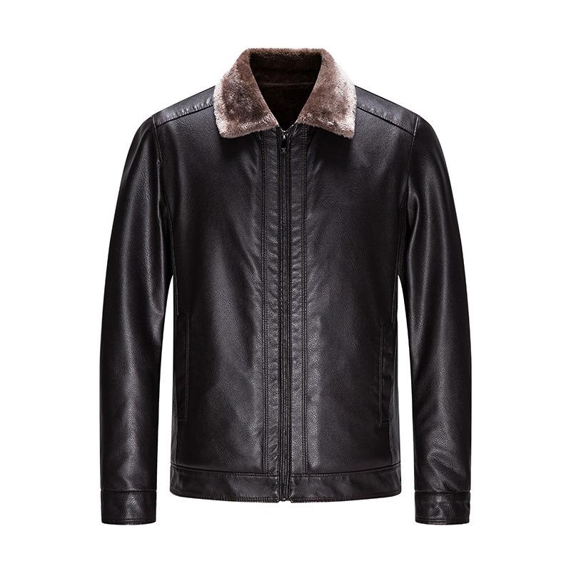 

Утолщенная флисовая кожаная куртка кожаная мужская кожаная куртка осень и зима меховая интегрированная одежда для мотоциклистов повседневная свободная куртка с лацканами мужская 4XL