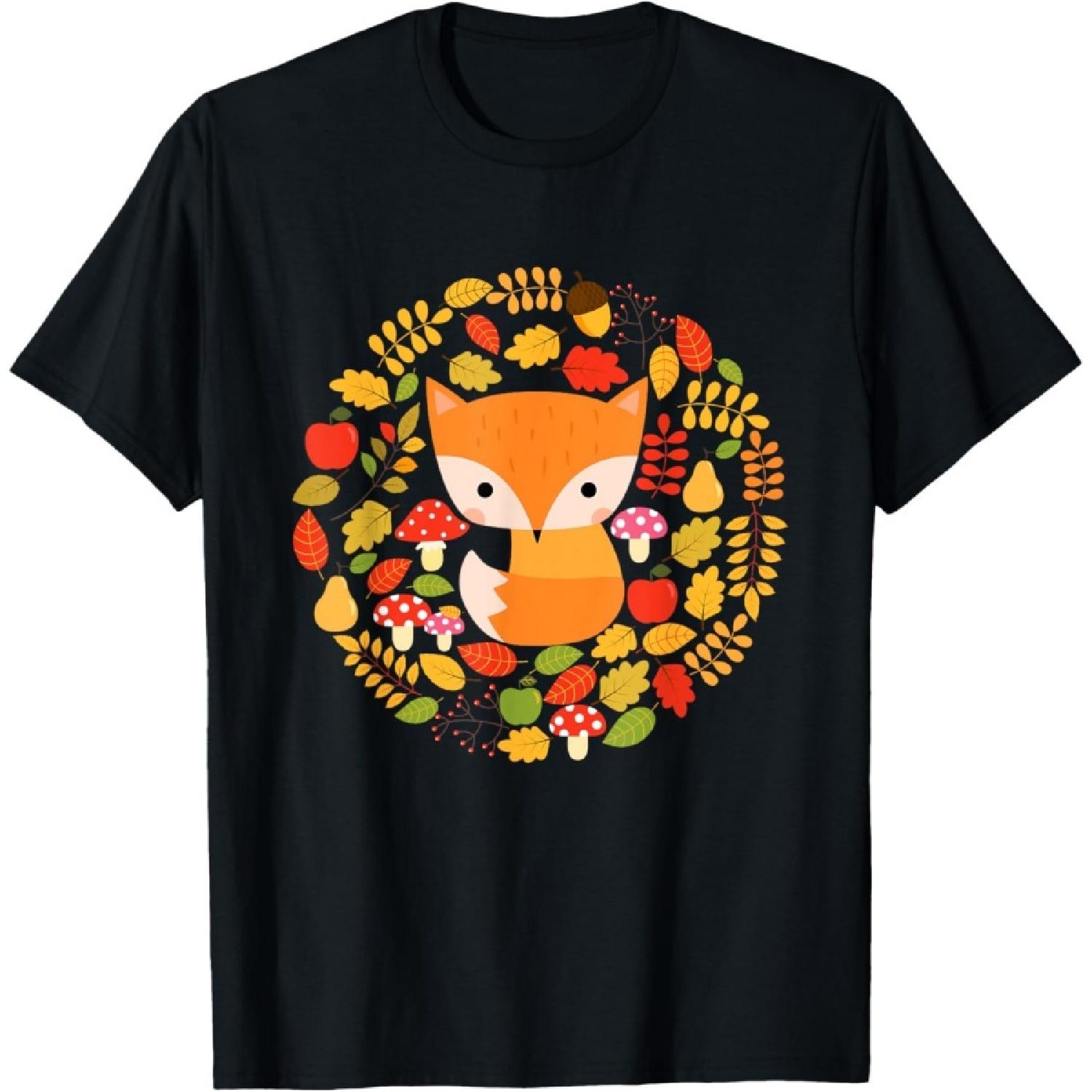 Cute Fox Shirt - Woodland Animal Art Tee Shirt T-Shirt S