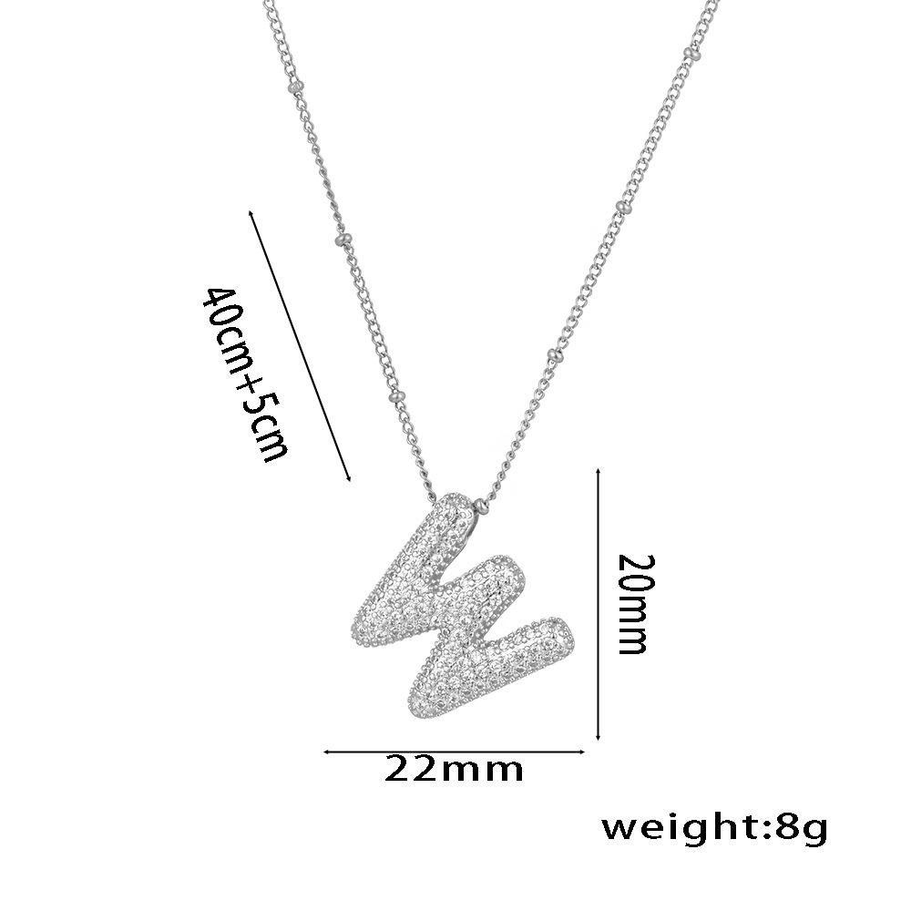 Fashion 26 Bubble Letter Initial Pendant18k Gold Plated Micropaved Full Zirconia Stone Chain Couple Necklace Women Jewelry