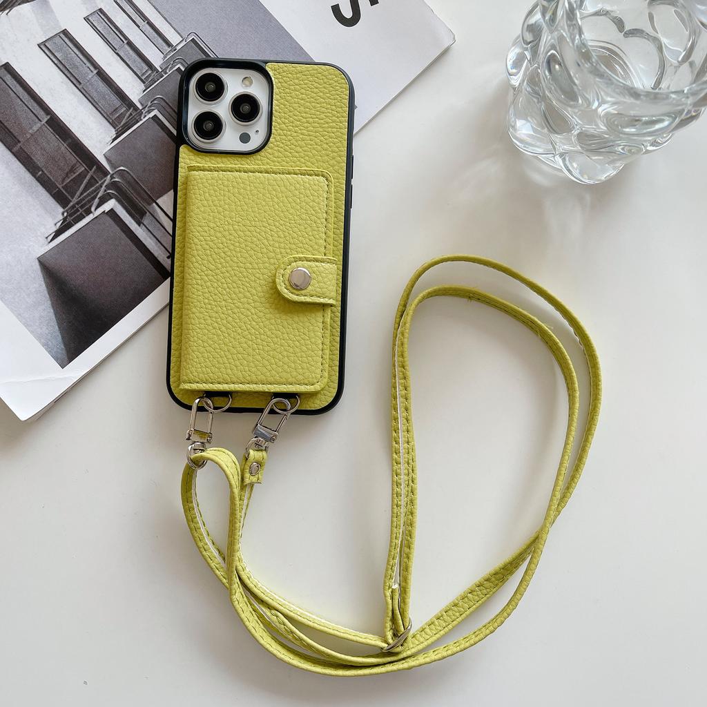 Applicable to Apple 14 oblique span mobile phone case 14pro solid color card bag protective case 14promax folding Japanese leather case
