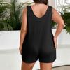Women's Plus Size Casual Tank Top Sleeveless Pocket Jumpsuit Shorts Set