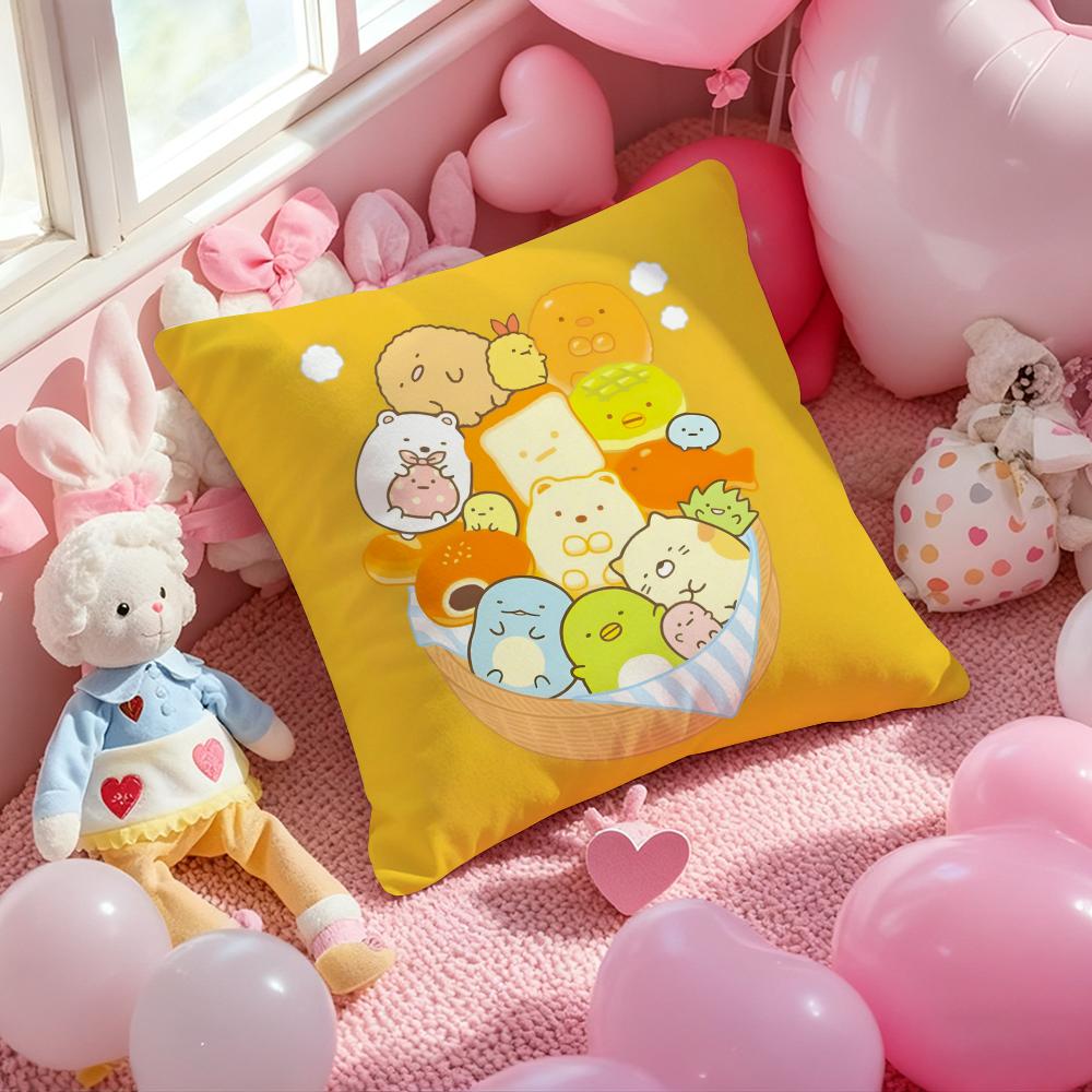S-Sumikko Gurashi Exquisite Pillow Case Soft Plush Fabric Double-Sided Printed Cushion Cover Warm Winter Sofa Pillow Case