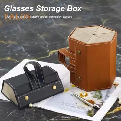 Aufbewahrungsbox für Brillen mit Metalldruckknöpfen, mehrere Fächer, einfarbiges Design, Sonnenbrillen-/Schmuck-Organizer, Aufbewahrungskoffer