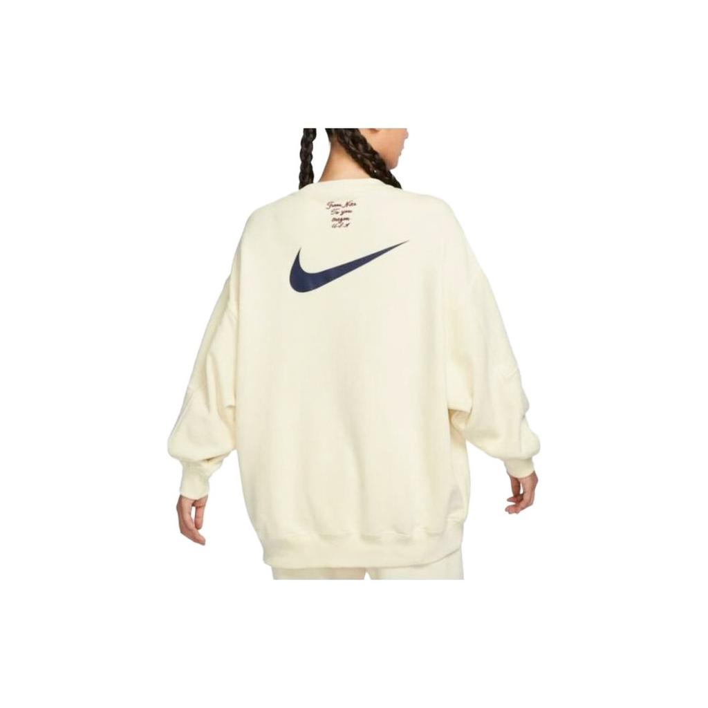 Nike Gładki sweter z okrągłym dekoltem, casualowa bluza damska, beżowy FV8444-113