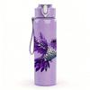 1PC Purple Hummingbird Bird 750ml Color Plastic Sports Water Bottle Leakproof Flip Straw Lid Suitable for Sports Office Home Use