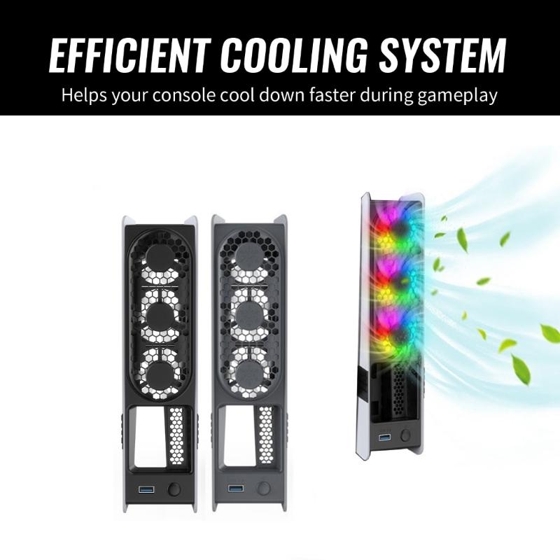 Innovative Cooling Fan for P5 Slim/Professional Console with Colorful LED Lighting Effect Build-in 3pcs Low Noise Fan