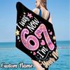 Custom Name Unicorn Number 67 Beach Towel - Soft, Ultra-Absorbent Microfiber, Lightweight, Perfect for Beach, Parties, Travel, Camping