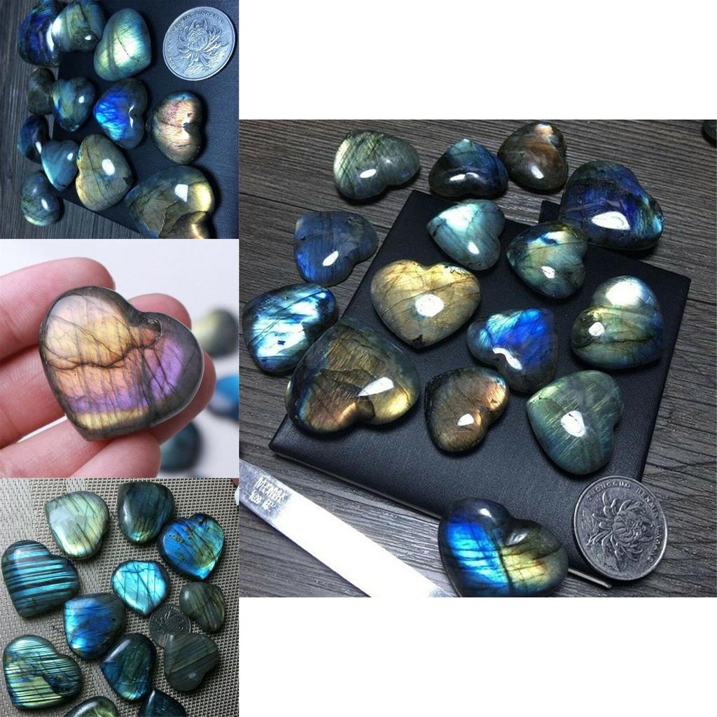 Pandantiv Inimă Captivant Cristal Natural de Cuarț Madagascar Labradorit Decor Pentru Cadouri Unice