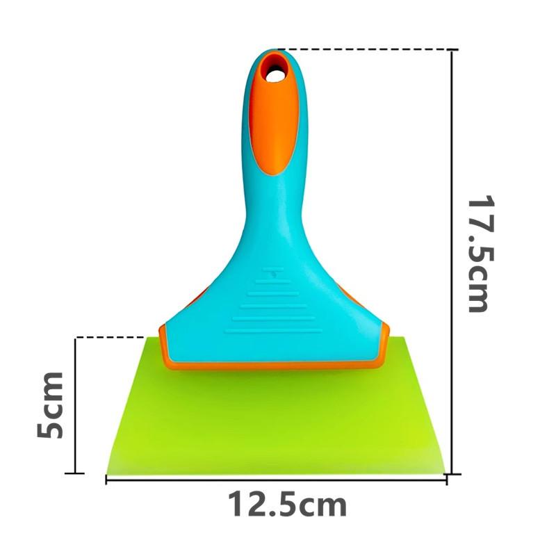 Car Film Scraper Tool with Short Handle - Glass Cleaning Squeegee with Soft/Hard Cow Tendon Rubber Strip