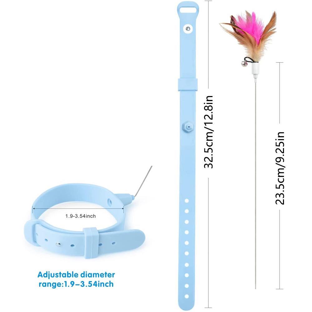 Cat Feather Teaser Silicone Collar With Bell For Cat Kitten Interactive Training
