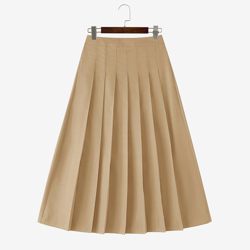 ZANZEA Women Casual Solid Color A-line Pleated Midi Skirts M хаки