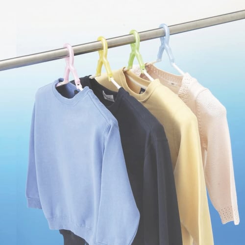 Kokubo Industries Laundry Hanger (Set of 2 x 4 Colors) with Padded Slide Catch Hanger (Quick Drying/Non-Slip) Slide Catch Type, Firm, Prevents Clothes