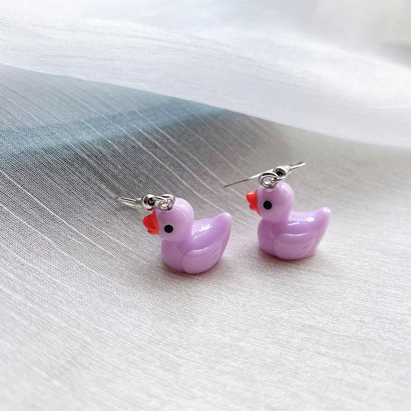 Cute Simple Funny Small Drop Earrings For Women Girls Children Animal Duck Frog Mushroom Cloud Shape Resin Dangle Zircon Gift