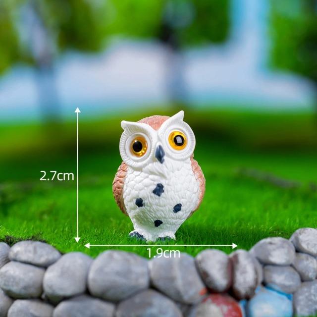 Simulation Owl Miniature Figurine Cute Cartoon Resin Crafts Micro Landscape Ornaments Garden Courtyard Desktop Decoration