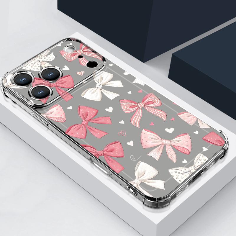 Rosa Schleifenmuster Hülle Für iPhone 17 Pro Max Coque iPhone 16 15 14 13 Pro Max 11 Stoßfest Klar Weiche Silikonhülle
