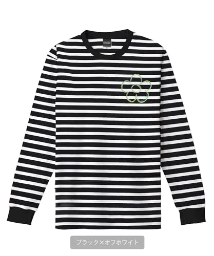 IMPROMES Casual SIDEWAYSTANCE Floral Border Long Sleeve T-Shirt, Men's, Off-White x Navy