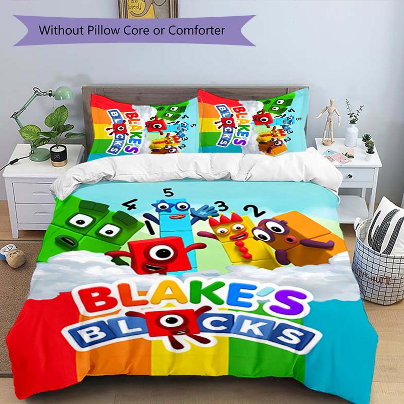 Set di biancheria da letto con motivo Numberblocks2, 3 pezzi, set copripiumino include copripiumino e federe, decorazione perfetta per la camera da letto in ogni stagione e regalo