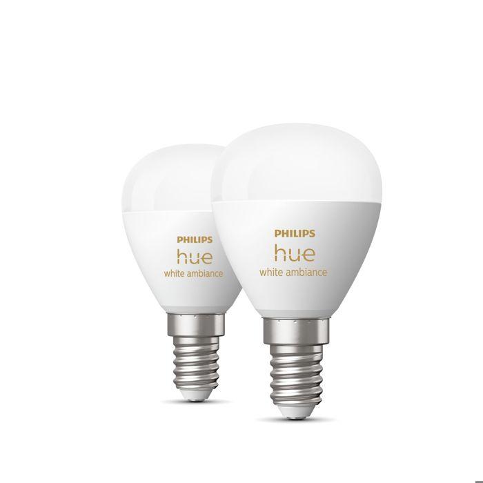 PHILIPS HUE Hue White Ambiance Sphérique - Ampoule connectée E14 - (pack de 2) - 929003573702