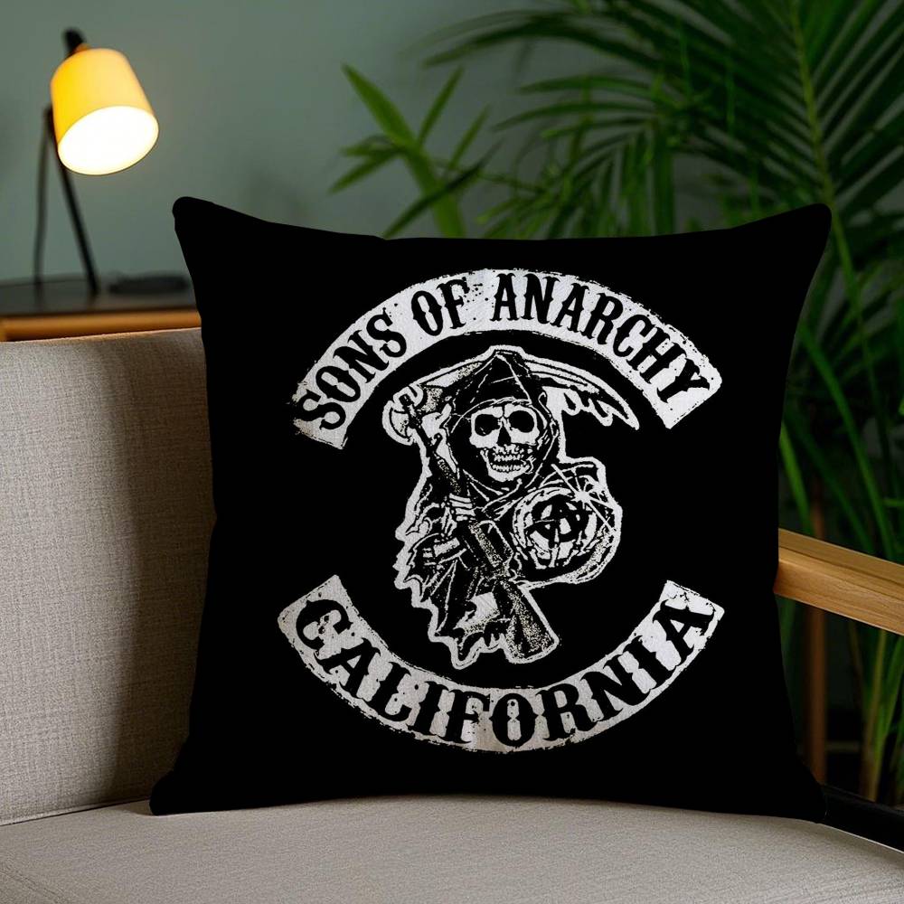 S-Sons of A-Anarchy Kissenbezug Haus Schlafsaal Stuhllehne Kurzer Plüsch Doppelseitiger Druck Büro Nickerchen Zeit Kissenbezug