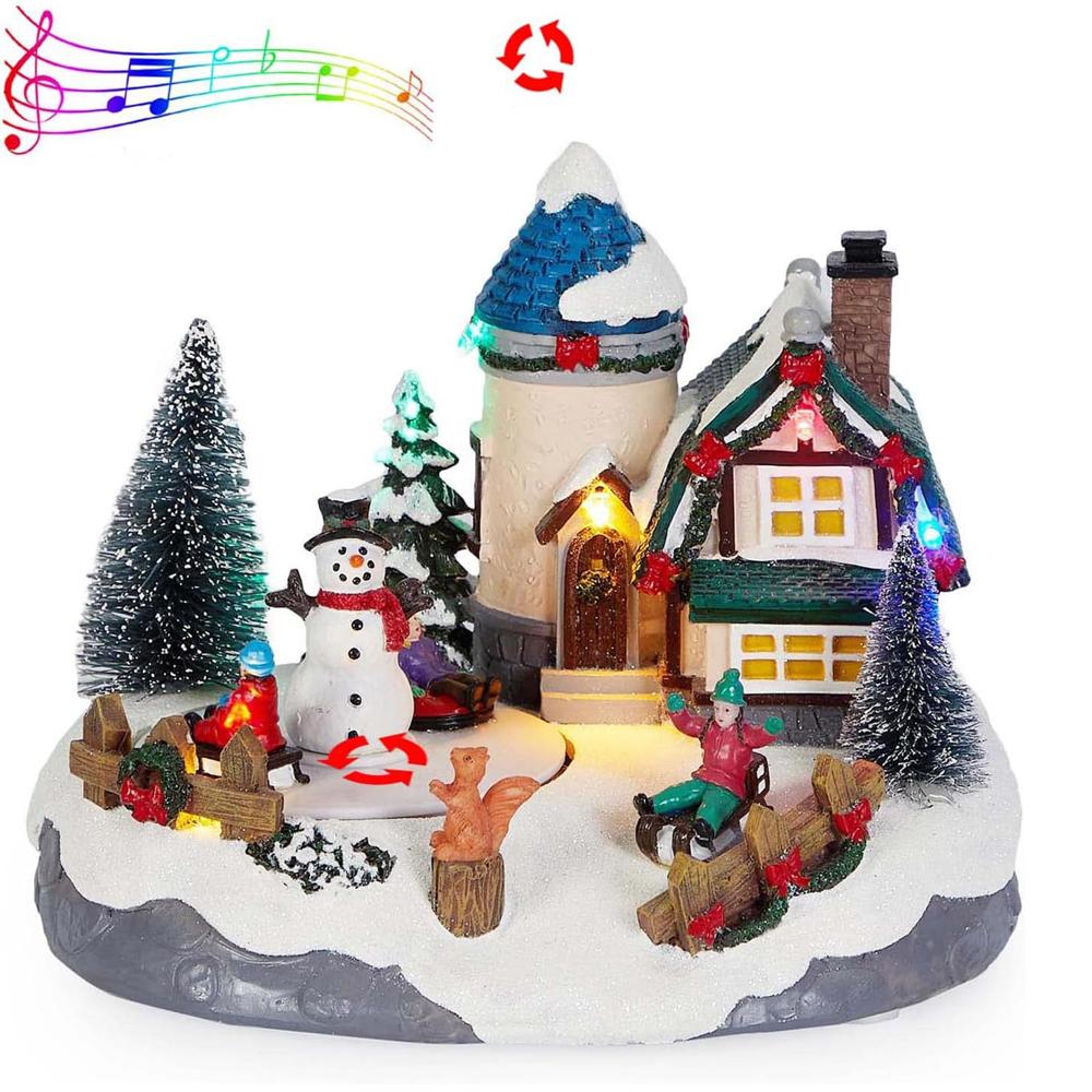 Christmas Village Set Accessories, Kids Playing Figurine, Collectible Building Scene Decoration, Home Fireplace, Holiday Decor