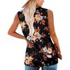 Women's Fashion Floral Printing Pleated Sleeveless Casual T-shirt Vest Button Top