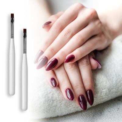 2 Stück Nagelborstenstifte Applikation Glatt Gleichmäßig UV Metall Nylon Weißer Stiel Leichter Körper Nagel