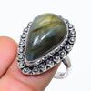 Labradorite Gemstone Handmade 925 Sterling Silver Jewelry Ring Size 9 SU-9325