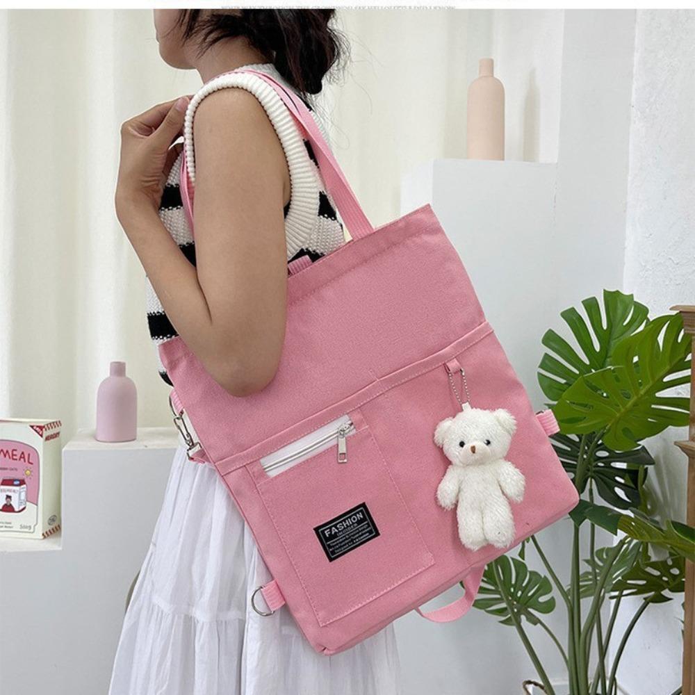 ins multi-purpose women's Korean version shoulder canvas bag fashion college student storage backpack class tutoring canvas bag