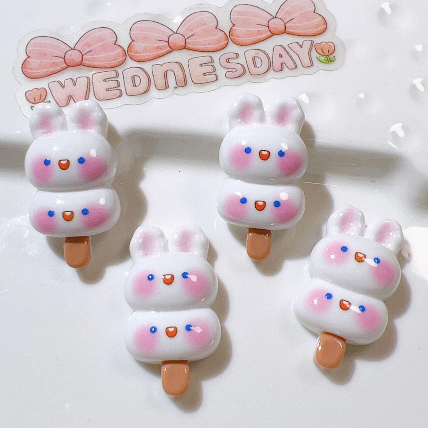 

10Pcs New Cute Cartoon Rabbit Series Flat Back Ornament Jewelry Bows Accessories