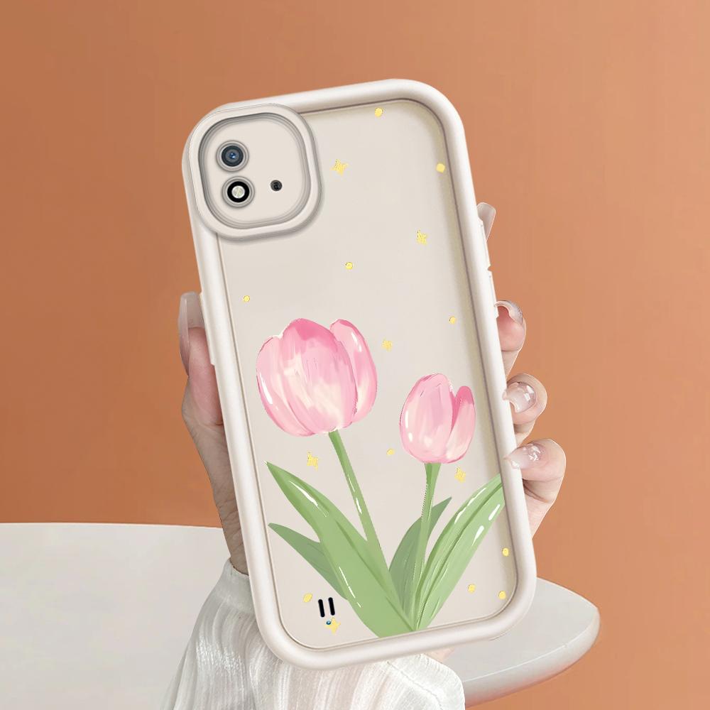 Soft Silicone Square Ladder Printing Pattern Phone Casing Full Cover Camera Shockproof Protection Rubber Case for OPPO Realme