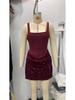 European & American Style Sequin Hip-hugging Waist-cinching Lace-up Short Skirt for Women