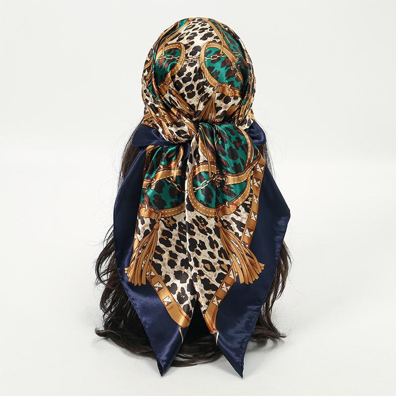 

Fashion Silk Square Scarf for Women Hair Band Soft Neckerchief Vintage Hijab Flower Print Headscarf Female Pashmina Bandan 90x90cm
