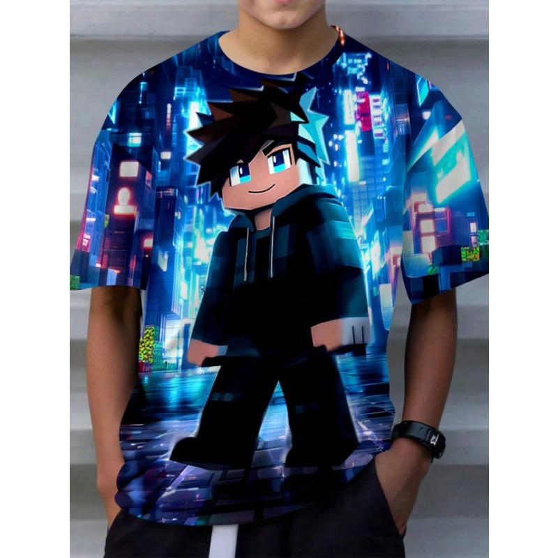 

Teen Boy Casual Minimalist Short Sleeve Round Neck T-shirt Suitable For Summer Gamer Shirt Video Game Shirt Boys Graphic Tee S