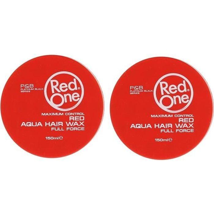 RED ONE Lot De 2 CIRE COIFFANTE PUISSANCE MAXIMALE Aqua Hair Wax Full Force 150 Ml