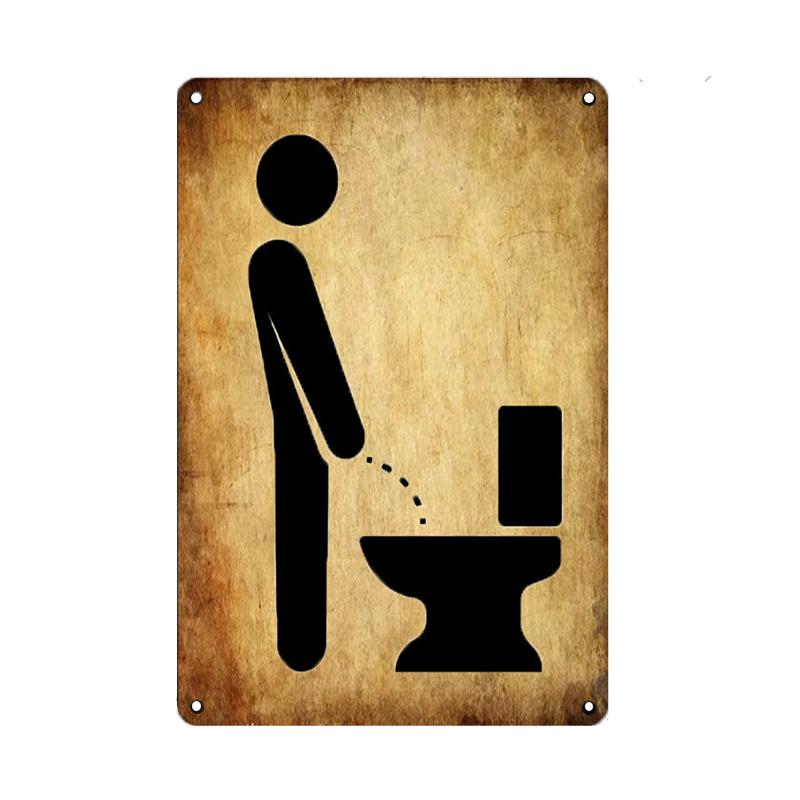 Toilet Wall Decoration Pub Vintage Metal Sign Home Funny Decor Toilet Tin Sign WC Lavatory Toilettes Wall Art Bathroom Restroom