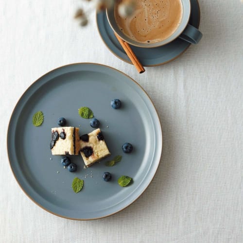 TAMAKI Plate M, Edge Line, Blue, Diameter 20cm x Height 2.2cm, Microwave and Dishwasher Safe, T-889138