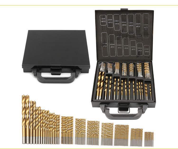 99-Piece Titanium-Coated High-Speed Steel Twist Drill Bit Set (1.5mm-10mm)