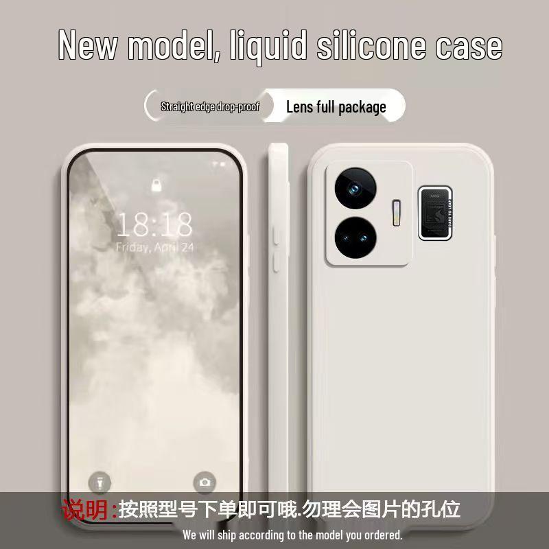 Realme GT Neo 5 Plain Color Liquid Silicone Case - Full Coverage, Anti-Drop, Soft, Straight Edge Design