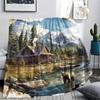 Village Print Flannel Blanket, High Quality Comfortable for All Seasons, Home Decor, Warmth and Comfort, Perfect for Christmas Gifts