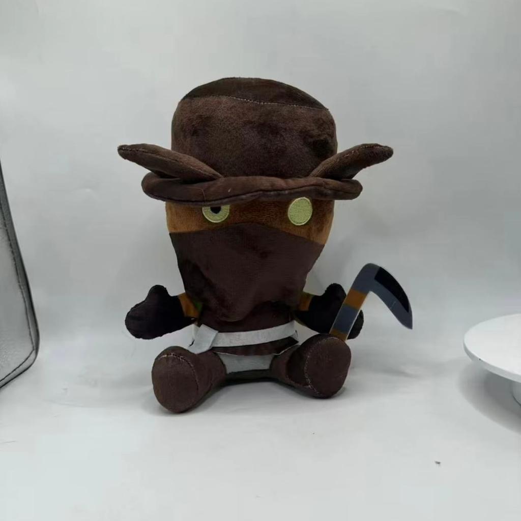 25Cm Groundskeeper Plush Toy From Doors Game Cute Horror Character Doll With Hat And Scythe Soft Stuffed Animal For Kids Gift