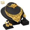 24K Gold Plated Arab Women's Bridal Necklace Earrings Ring Bracelet Indian Women's Jewelry Set 2026