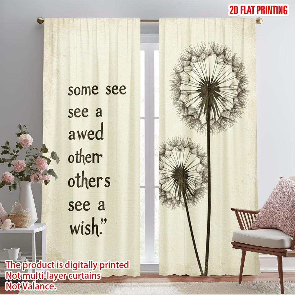 

2pcs 2D flat printing Party Window Curtains Dandelion Wish Weed Polyester Without Electricity Festive Wall Decor Perfect for 52.50×116.00 CM 2pcs