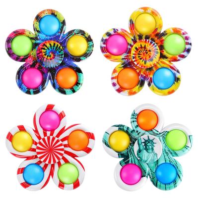 Fidget Spinner Pop It, 4 Packungen, Batik-Pop-Fidget-Spinner für ADHS, Angst, Stressabbau, Fidget-Spinner für Kinder und Erwachsene, Weihnachts-Fidget-Spinner