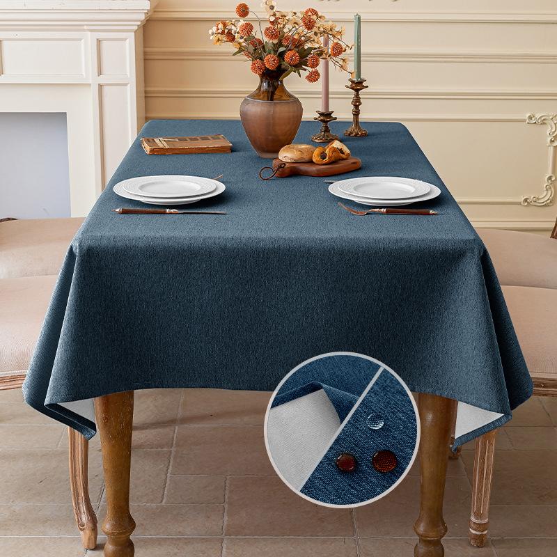 Cotton and Linen Three-proof Tablecloth Waterproof and Dustproof Solid Color Rectangular Tablecloth Coffee Dining Table Cloth