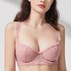 French Underwear Female Sexy Pure Desire Ultra-thin Lace Underwear Large Chest Small Anti-sagging Large Size Bra Cover