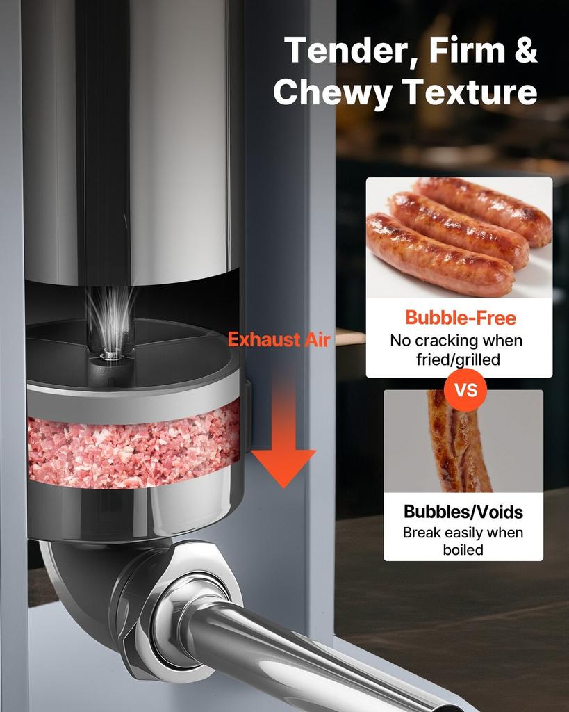 Manual Sausage Stuffer, 11 LBS / 5 L Vertical Meat Stuffer, Heavy Duty Sausage Casing Meat Stuffing Machine, Dual-Speed Stainless Steel Filler with 5