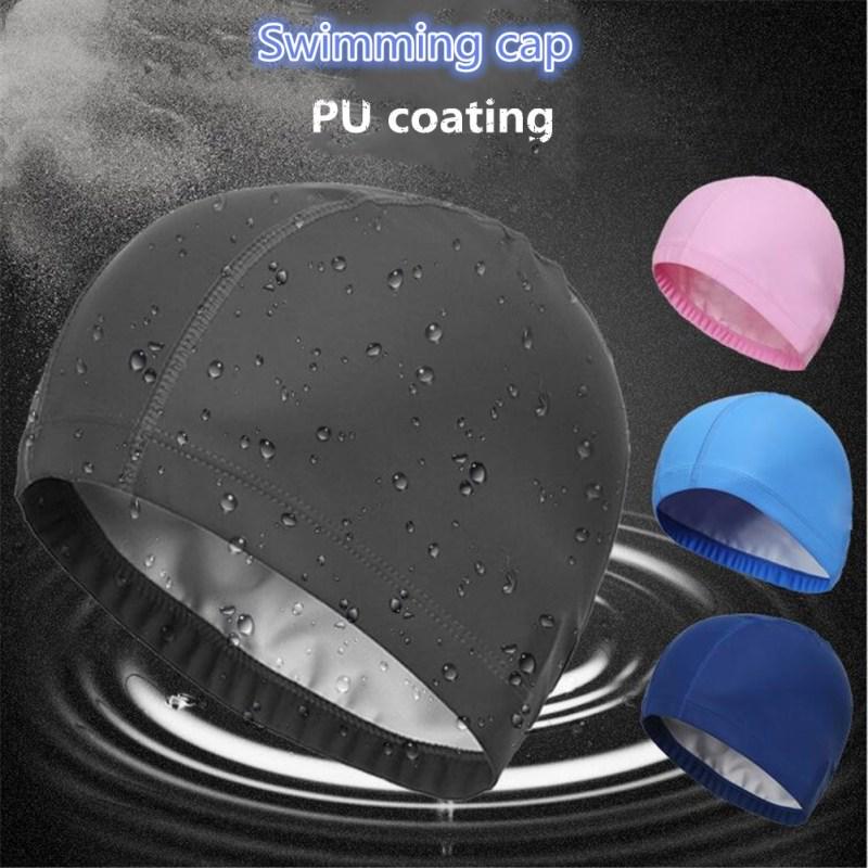 Unisex PU High Elastic Long Hair Waterproof Swimming Cap