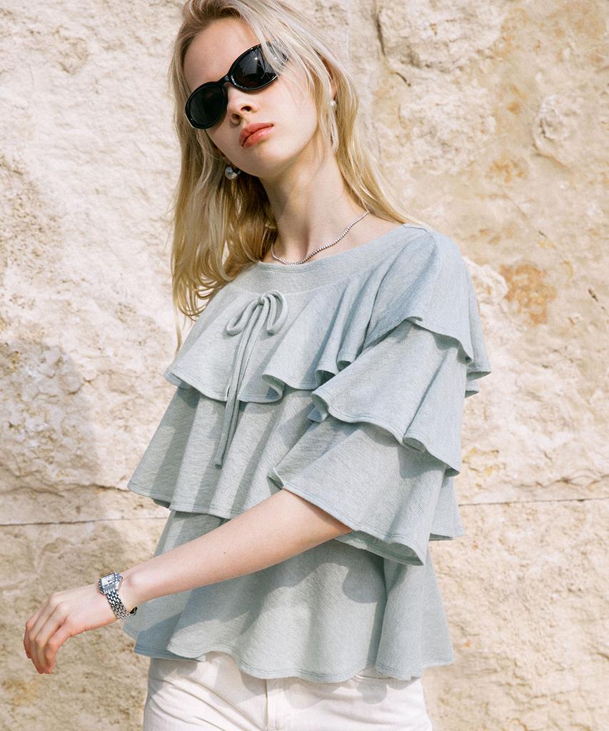 Dyuidyui Frill Slub Knit_Mint