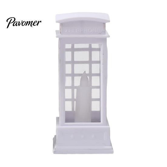 Bedroom Bedside Lamp Telephone Booth Christmas Lantern, Vintage LED Flameless Candle Night Light Retro Phone for Desk, Festive Tabletop Decor, Holiday