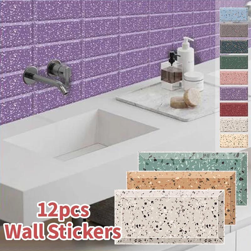 Adesivo per Piastrelle Autoadesivo Impermeabile in PVC 10x20cm Grana Marmo Cristallo Lucido Adesivi da Cucina Decorazione Murale Bagni Adesivo Murale